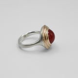 14K Yellow Gold Carnelian Ring with Sterling Silver Band