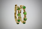 18k Yellow Gold Tsavorite Green Garnet Cabochon Half Eternity Hoops Earrings