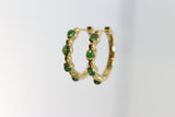 18k Yellow Gold Tsavorite Green Garnet Cabochon Half Eternity Hoops Earrings