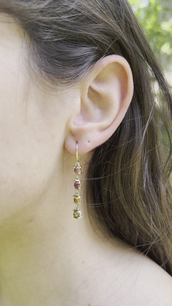 Tourmaline and Diamond Gradient Earrings