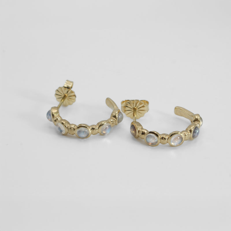 Moonstone Half Eternity Hoops