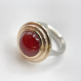 14K Yellow Gold Carnelian Ring with Sterling Silver Band