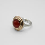 14K Yellow Gold Carnelian Ring with Sterling Silver Band