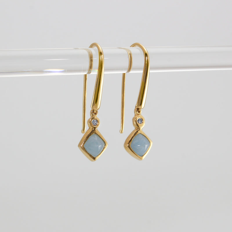 Sugarloaf Aquamarine Earrings with Diamonds