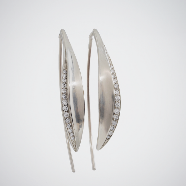14k White Gold Large Daphne Earrings with Diamonds