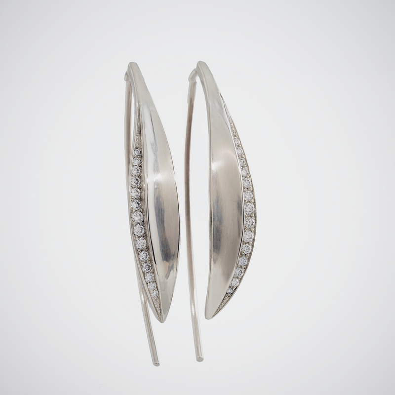 14k White Gold Large Daphne Earrings with Diamonds