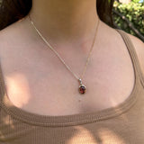 Raspberry Red Tourmaline and Diamond Pendant