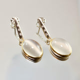 Moonstone and Diamond Dangle Earrings