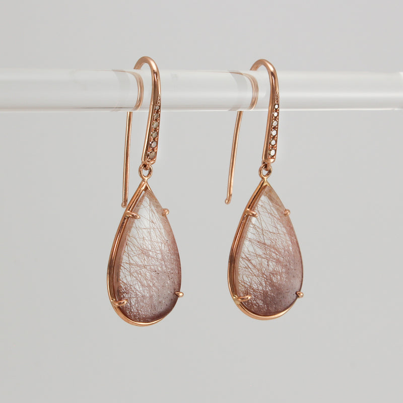 Rose Gold Rutilated Quartz Earrings