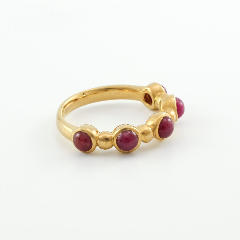 Round Ruby Cabochon Half Eternity Band