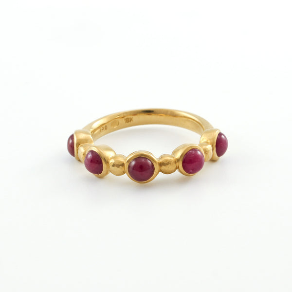 Round Ruby Cabochon Half Eternity Band