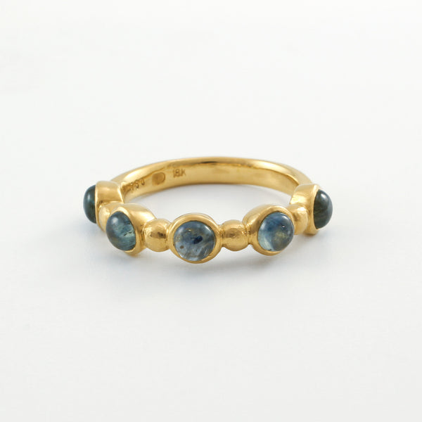 Round Montana Sapphire Cabochon Half Eternity Band