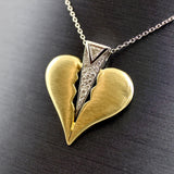 18K Solid Gold Broken Heart Diamond Pendant