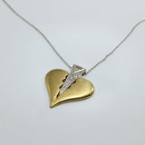 18K Solid Gold Broken Heart Diamond Pendant