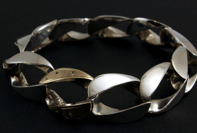 Sterling Silver Solid Curb Bracelet 16mm