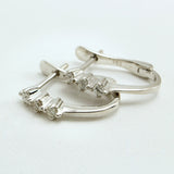 14K White Gold Triple Diamond Earrings with solid leverback