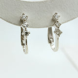 14K White Gold Triple Diamond Earrings with solid leverback