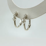 14K White Gold Triple Diamond Earrings with solid leverback