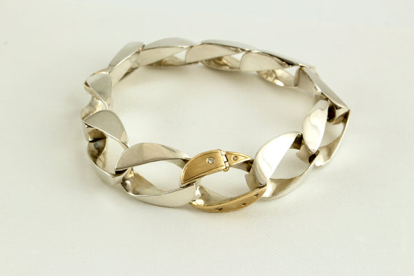 Sterling Silver Solid Curb Bracelet 16mm