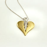 18K Solid Gold Broken Heart Diamond Pendant