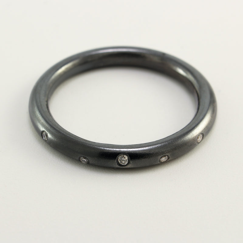 Black Patina Diamond Doughnut Stacking Rings