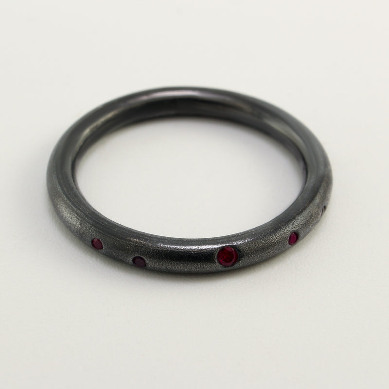 Black Patina Ruby Doughnut Stacking Rings