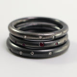 Black Patina Ruby Doughnut Stacking Rings