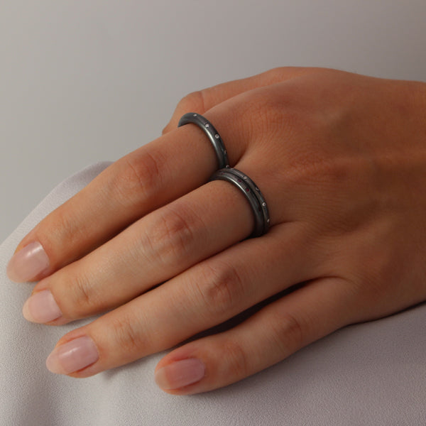 Black Patina Ruby Doughnut Stacking Rings