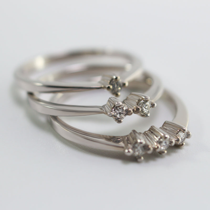 14K White Gold Stackable Diamond Rings