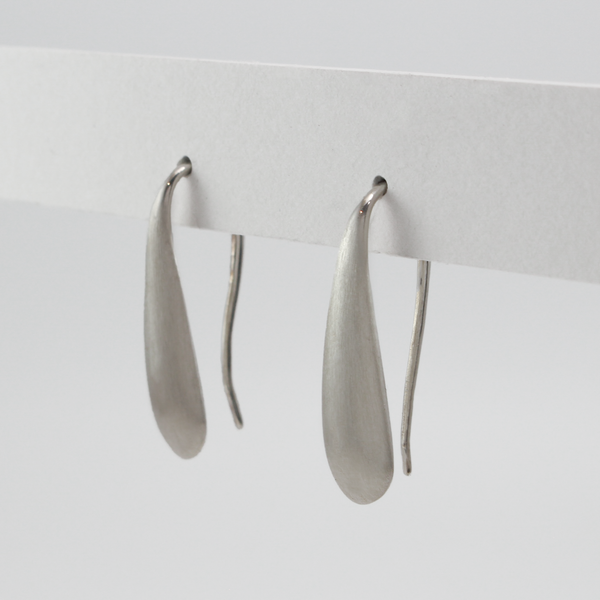 Silver Teardrop Earrings with 14k White Gold Wire