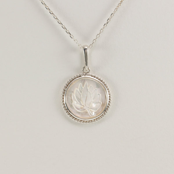 Mother of Pearl Carved Lotus Pendant