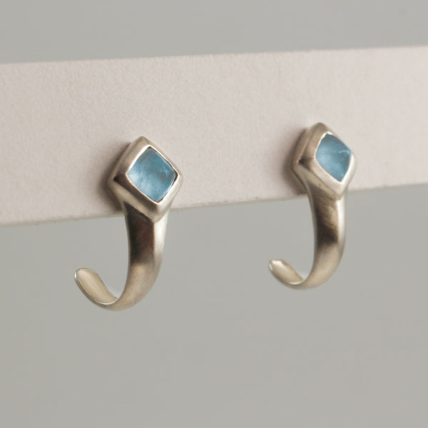 Aquamarine Open Hoop Earrings