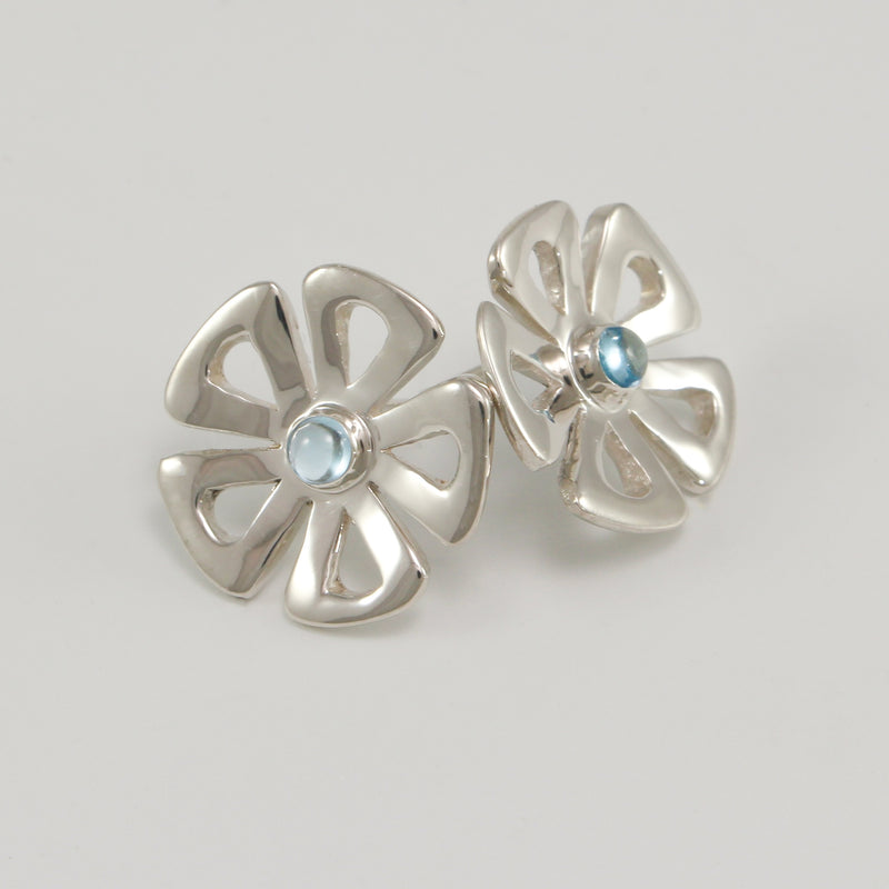 Blue Topaz Flower Earrings