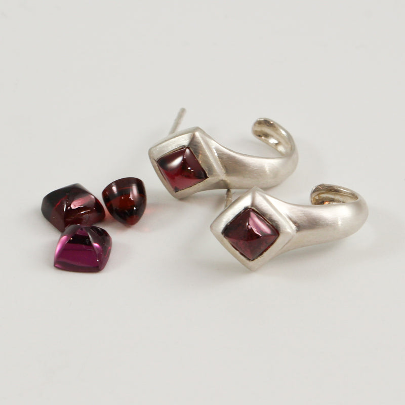 Garnet Open Hoop Earrings