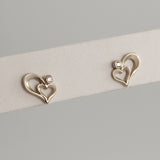 14K White Gold Double Heart Diamond Earrings