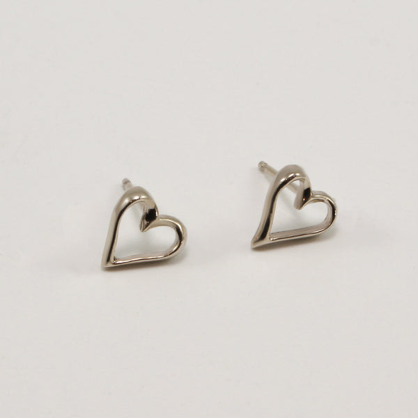 14K White Gold Open Heart Earrings