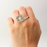 Moonstone Lotus Between the Fingers Ring