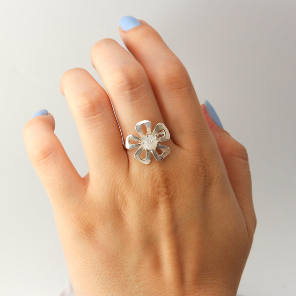 Flower Moonstone Ring