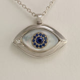 14K White Gold Evil Eye Pendant