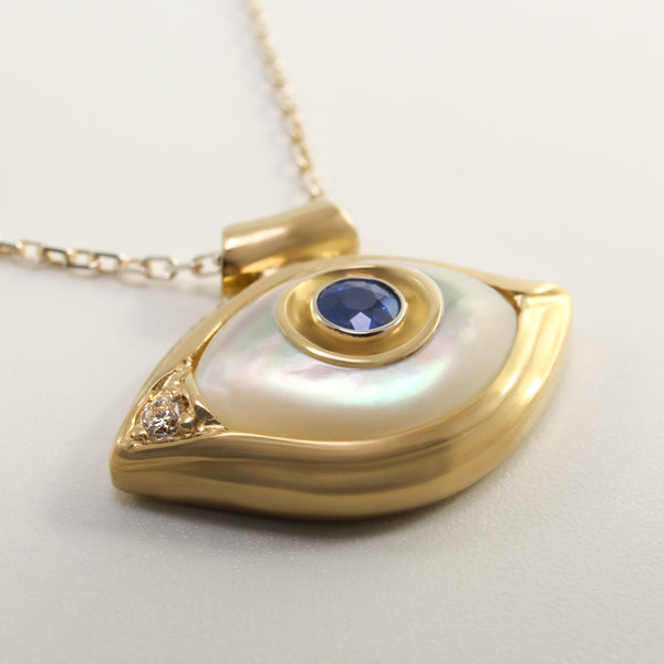 18K Yellow Gold Evil Eye Pendant